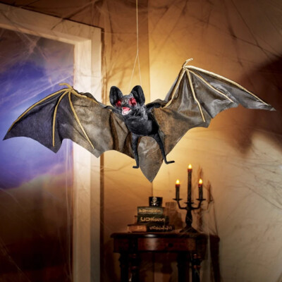 Spooky Flying Bat Animated Scary Sounds Halloween Hanging Haunted House Decor