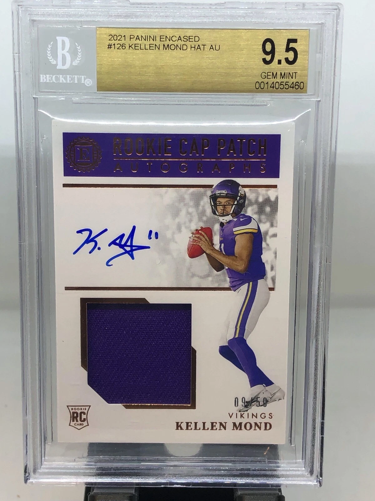 Kellen Mond Panini Encased #126 Patch Autograph-Ruby