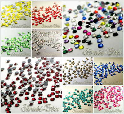 Hotfix DMC Strasssteine Farbe Größe wählbar SS4 SS6 SS8 SS10 SS12 SS16 SS20 SS30
