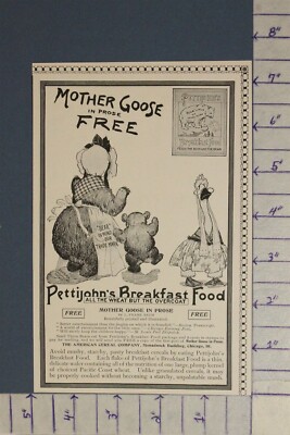 1900 PETTIJOHNS BREAKFAST FOOD MOTHER GOOSE L. FRANK BAUM HISTORIC AD A ...