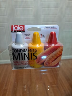 Joie MSC ~ Set of Three ~ Condiments Mini Squeeze Bottles with Nozzle Caps
