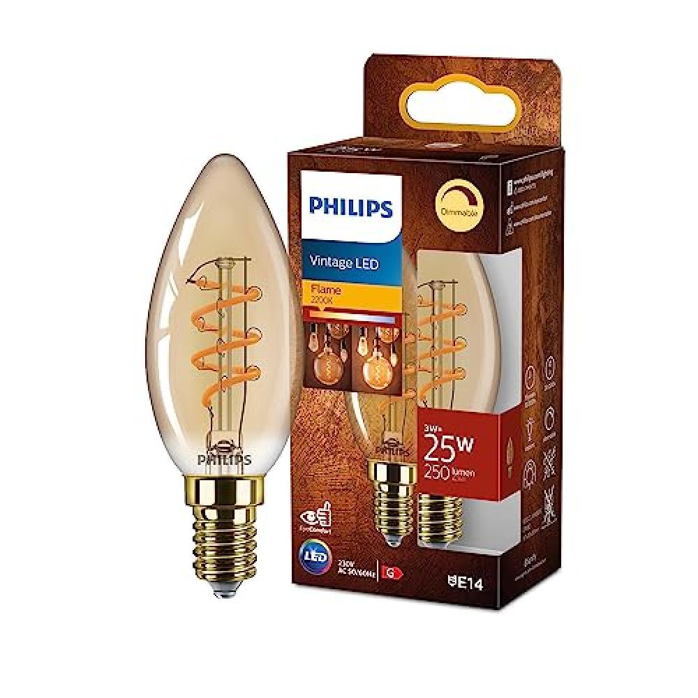 Philips LED Vintage Lampadina Ambrata, 25W, E14, Luce Bianca Calda, Dimmerabile