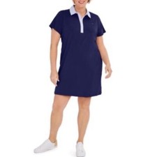 Tommy Hilfiger Womens Embroidered Collared Above The Knee Dress Navy Size 0X NWT