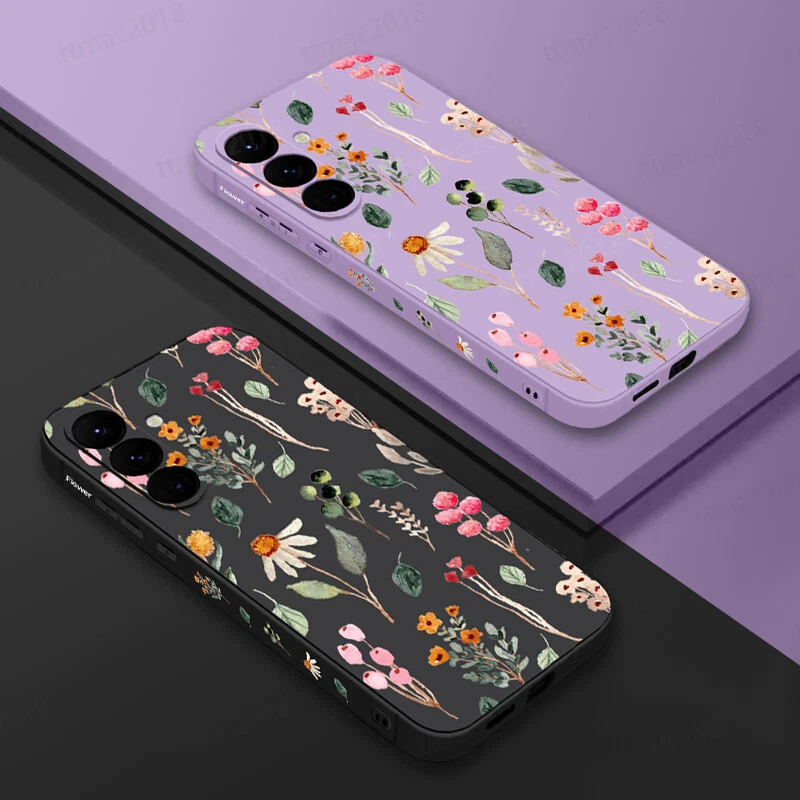 Phone Case For Samsung S25 S24 FE S23 Ultra A55 A15 Flower ShockProof Slim Cover