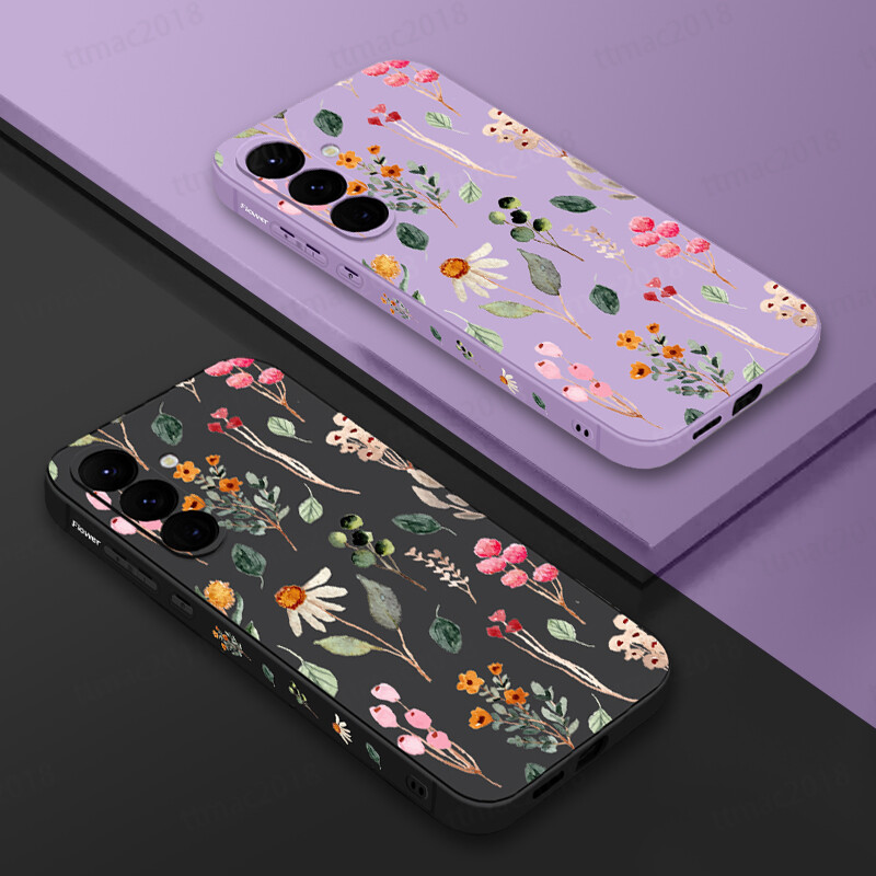 Phone Case For Samsung S25 S24 FE S23 Ultra A55 A15 Flower ShockProof Slim Cover-image