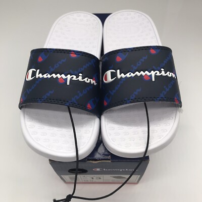 Champion Super Slide Repeat Script 13Y Navy/White