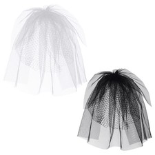 Women Mesh Veils 2 PCS Bridal Lace Birdcage Face Veils with Hair Clip