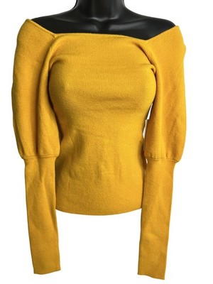 Something Navy Sweater Womens XXS Orange Slice Off Shoulder Long Sleeve Pullover