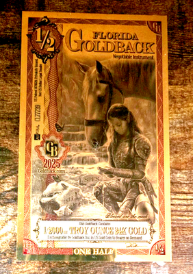 #ad #ad GOLDBACKS Florida $1 2 1 20 Gold Fractional Currency 24K Gold 1 1000th Troy Oz $9.99