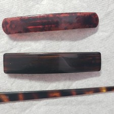 DC Barrette Faux Tortoise Shell Barrette Pony Tailer Holder Pick France Vintage