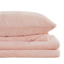 Viviland Queen Plush Micro Fleece Sheet Set - Soft, Warm, Deep Pocket Pink