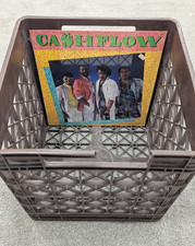 Vinyl Record LP 12" 33 RPM DJ Album Storage Crate Plastic Brown CRACKED HANDLE