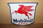 Vtg Dated 1940 Mobil Mobiloil Aero Pegasus Oil Gas Station 12" Porcelain Sign