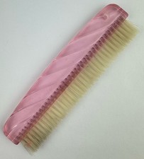 Vintage Jewelite Clothes Brush Pink Swirl Lucite Pro Phy Lac Tic Made In USA
