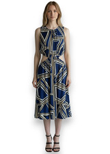 A5 NWoT BANANA REPUBLIC Cutout Midi Geometric Sleeveless Fit & Flar Dress Size S