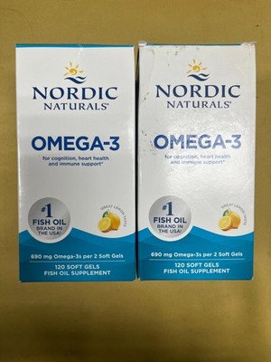 2 New Nordic Naturals Omega-3 690mg Lemon Flavor - 120 Soft Gels Each Ex. 10/26