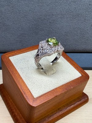 GENERATIONS 1912 Weinman Bros. 925 Kashmir Peridot & Zirkon Art Deco Ring Größe 7