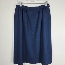 Vintage Pendleton S Petite Wool Skirt Navy Blue Midi Classic Pleated Front Wool