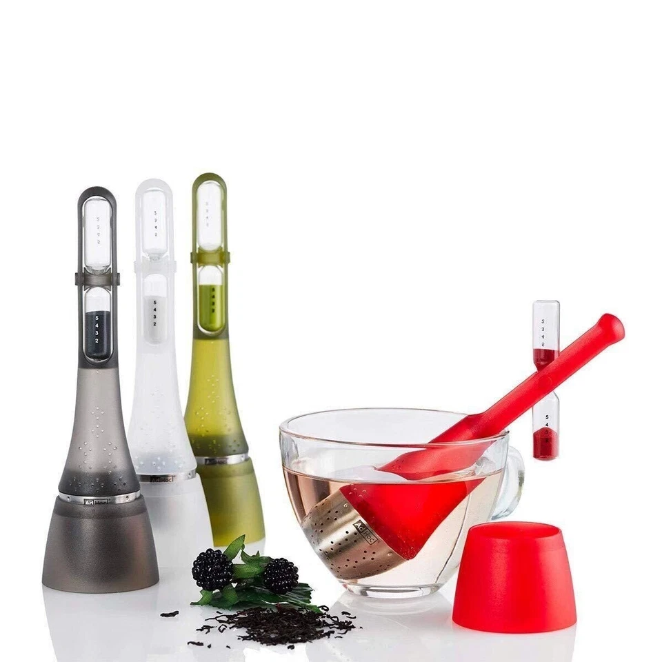 Filtro de té AdHoc para la hora del té, con reloj de arena giratorio, colador de té,... Foto 4 de 4