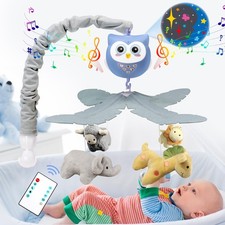 SUMWE Baby Crib Mobile with Music and Lights for Boys Blue-Jungle Type