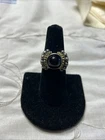 VINTAGE FLLI MENEGATTI ITALY STERLING  SILVER & BLACK ONYX  RING