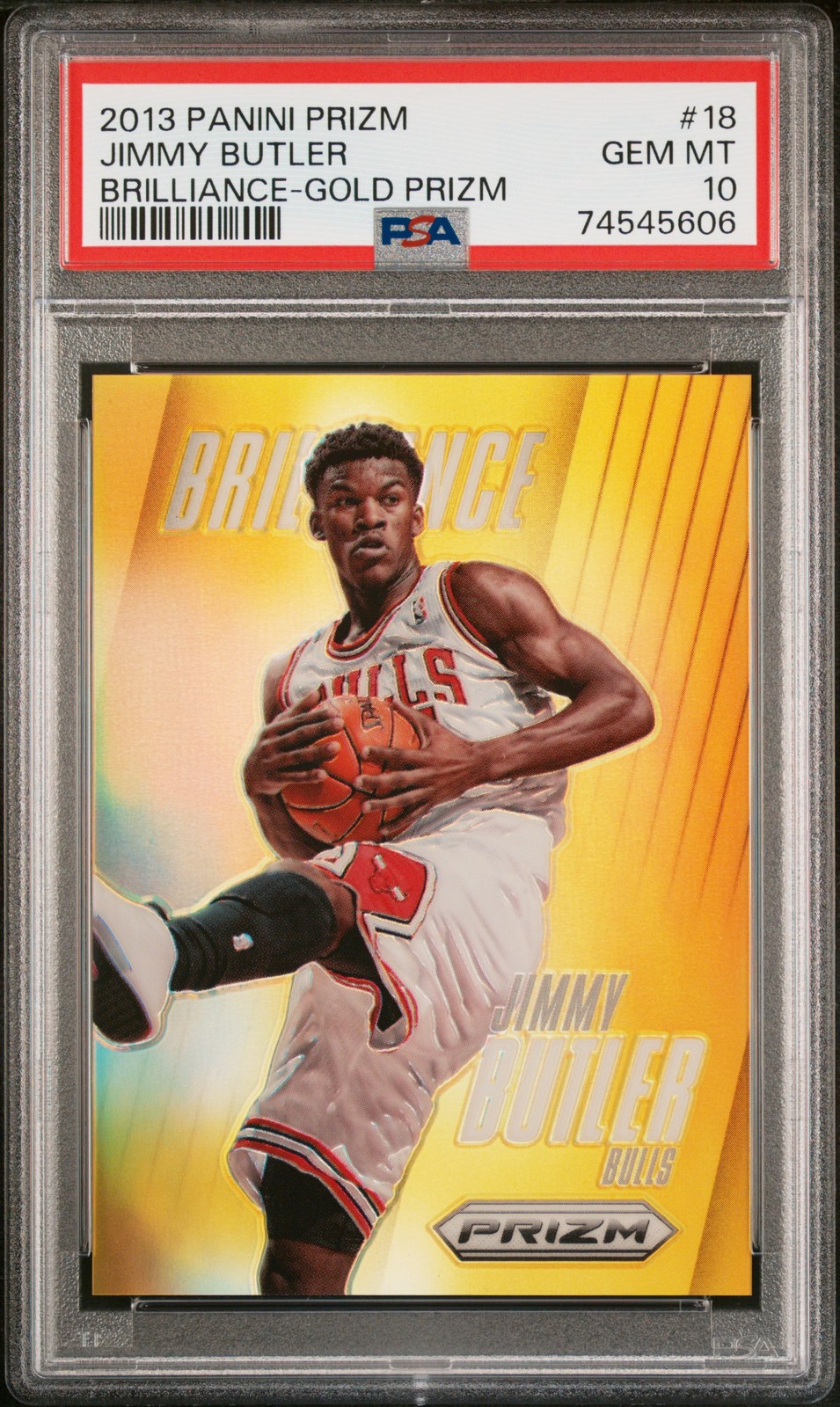 2013 PANINI PRIZM BRILLIANCE GOLD PRIZM #18 JIMMY BUTLER 9/10 PSA 10