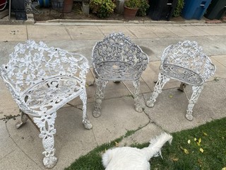 Vintage Victorian Grape & Leaf Cast Iron Patio Garden Chair Seat Grapevine X 3
