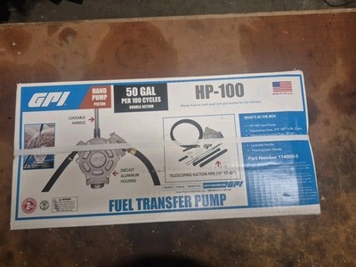 HP-100 GPI 114000-5 Fuel Transfer Hand Pump 50 gal/100 strokes 1'' FNPT Inlet NEW