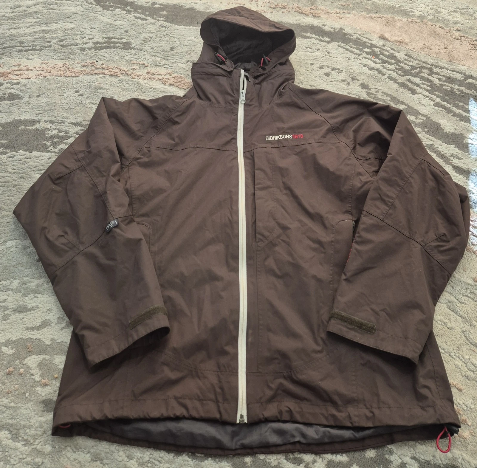 DIDRIKSONS Storm System Dry 3 Men`s Jacket Brown Hooded Long Sleeve Coat size 40