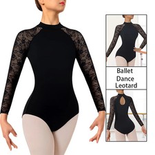 Women's Floral Lace Splicing Ballet Dance Leotards for Gymnastics Dance Tops