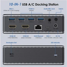 WAVLINK 10 in1 USB3.0 HDMI Universal Docking Station PD100W,4K Dual Dual Moniter