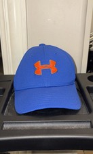 Under Armour Boys Youth S/M Blue/Orange Baseball Cap Embroidered Logo Hat