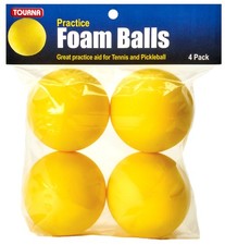 Quiet Foam Pickleballs 4 Pack Yellow Indoor Tennis and Pickleball Practice Balls