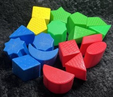 Vintage Lot 18 Playskool Form Fitter Shape Sorter Replacement Blocks Shapes