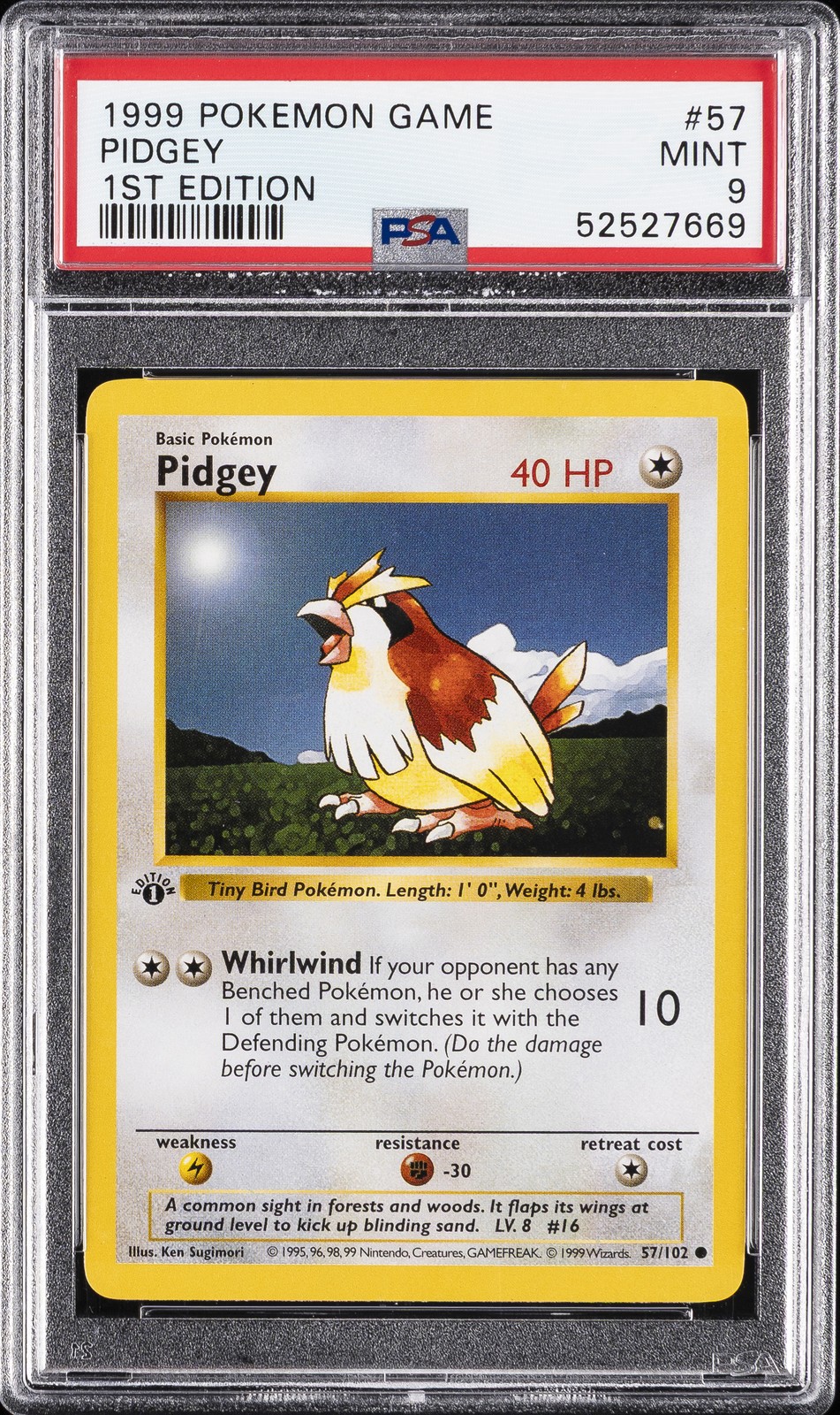 1999 POKEMON BASE SET 1ST EDITION #57 PIDGEY PSA 9