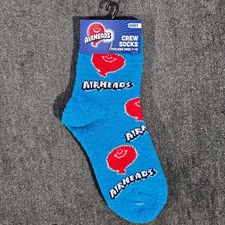 Airheads Cozy Crew Socks Fits Kids Ages 7-10 Blue Candy Character