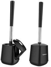 Toilet Brush and Holder, Self Closing Lid Toilet Bowl Brushes 2 packs Black