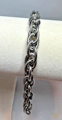 Kühn glänzendes zweireihiges Kreis Gliederkettenarmband Sterlingsilber 27,59 g L-8 Zoll