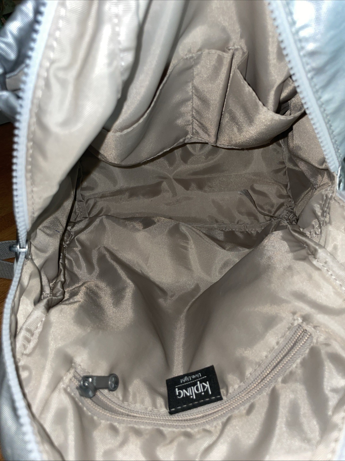 Kipling Metallic Silver Matte Backpack EUC large … - image 11