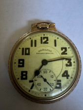 1942 Hamilton Railway Special 992B 21 Jewels Bar Over Crown 10K GF Pocket Watch