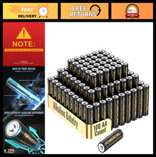 High Capacity AA Batteries 100 Pack, 1.5V Long Lasting, 10-Year Shelf Life, Alka 0.54 per gallon