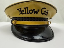 Vintage Yellow Cab Co Driver Uniform Hat Lancaster Brand Leather Size 7 1/4