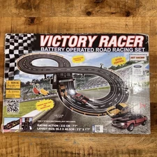 Victory Racer Road Racing Ford Slot Car Set Battery Operated Track 2 Cars