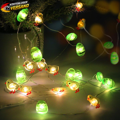 Osterdekoration Lichterkette 220cm mit Küken und Eiern für Innenräume