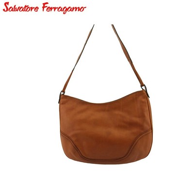 Salvatore Ferragamo Preowned Vintage Brown Leather One-Shoulder Bag Gold