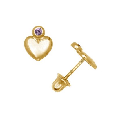 14K Yellow & White Gold Heart Shaped CZ Stud Earrings for Women