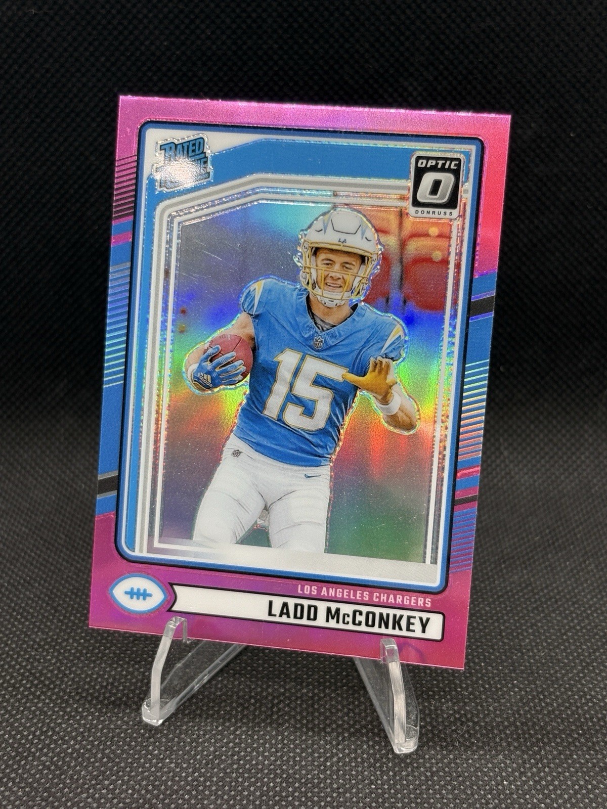 2024 Panini Donruss Optic - Ladd McConkey #266 - Rated Rookie Pink Prizm RC