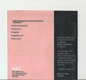 KEITH COURAGE in Alpha Zones TurboGrafx-16 NEC 1989 Instruction MANUAL only 