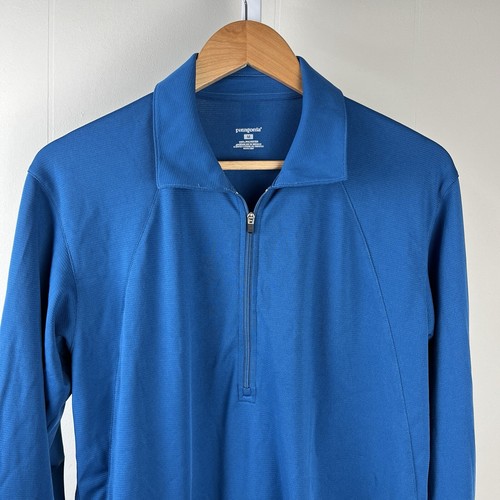 Patagonia Half Zip Pullover Shirt Mens Medium Blue Performance Long Sleeve - Picture 2 of 6