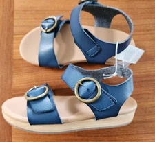 Old Navy Girls SIZE 10 Faux Leather Double Strap Sandals NAVY BLUE #31823